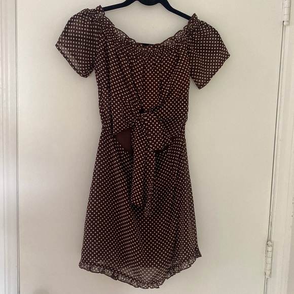 Woman’s size small brown polka dot mini cutout dress - Picture 1 of 5